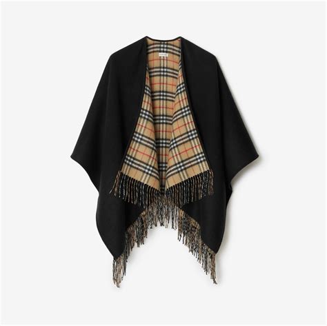 nlack burberry cape|Check Label Wool Blend Cape in Black .